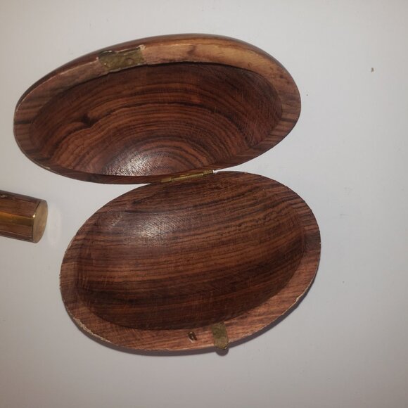 Two Vintage Wooden Box with Brass Inlay, Jewelry or Trinket Box - Picture 8 of 13